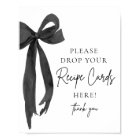 Black Bow Share a Recipe Card Bridal Shower Sign