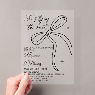 Black Bow She's Tying The Knot Bridal Shower Acrylic Invitations