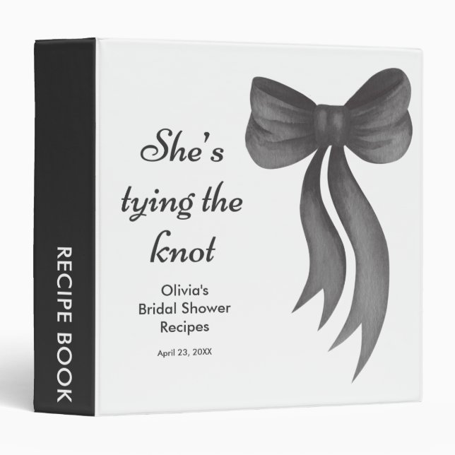 Black Bow She's Tying the Knot Bridal Shower  Binder (Front/Spine)
