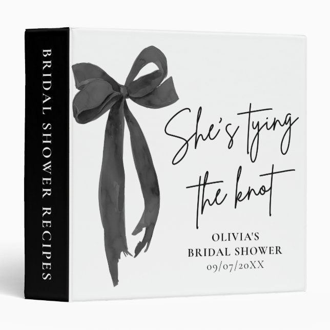 Black Bow She's Tying the Knot Bridal Shower Binder (Front/Spine)