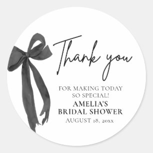 Black Bow She's Tying the Knot Bridal Shower Classic Round Sticker
