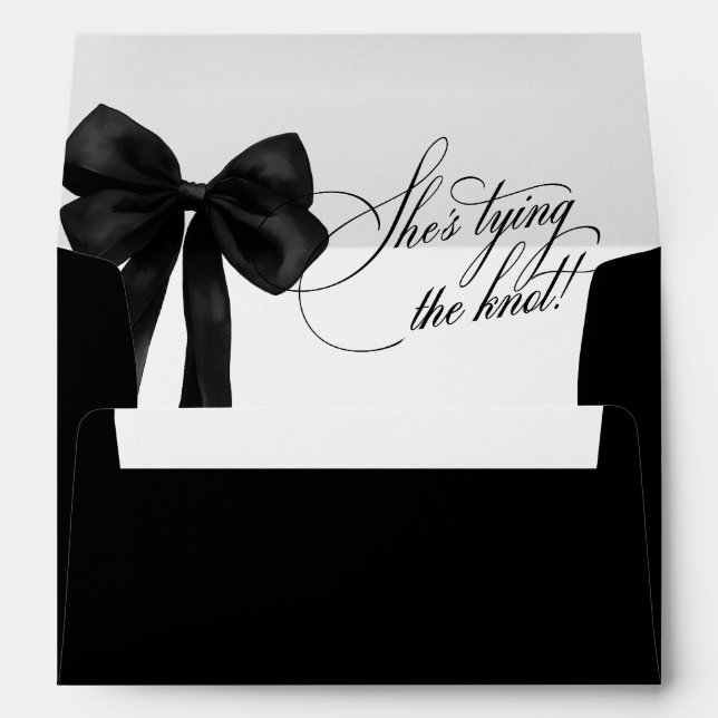 Black Bow She's Tying The Knot Bridal Shower Envelope (Back (Bottom))