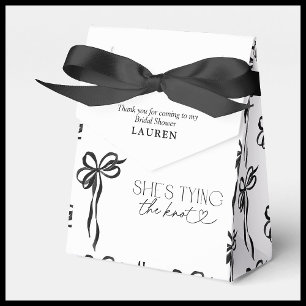 Black Bow She's Tying The Knot Bridal Shower Favor Box