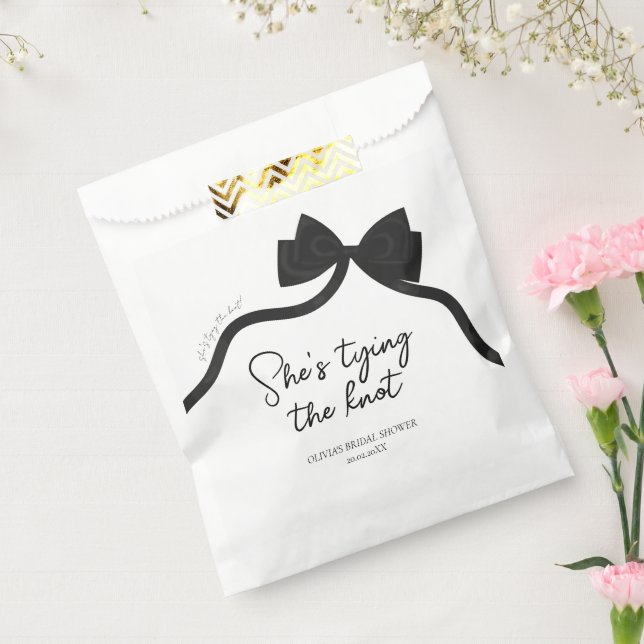 Black bow she's tying the knot bridal shower favour bag (Sealed)