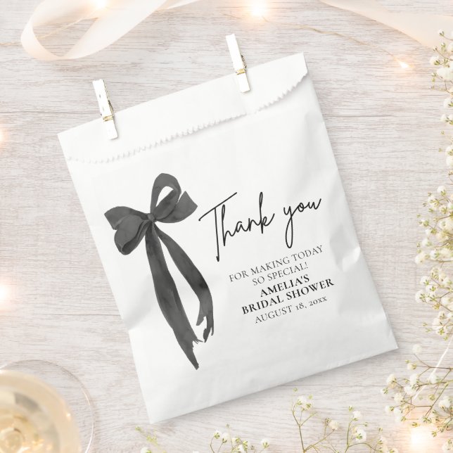 Black Bow She's Tying the Knot Bridal Shower Favour Bag (Clipped)