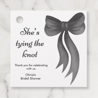 Black Bow She's Tying the Knot Bridal Shower Favour Tags