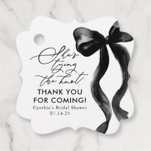 Black Bow She's Tying the Knot Bridal Shower Favour Tags