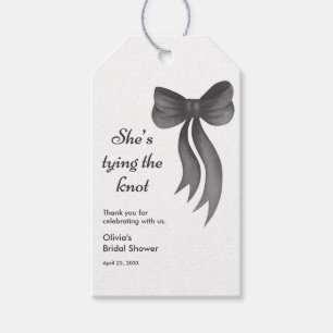 Black Bow She's Tying the Knot Bridal Shower  Gift Tags