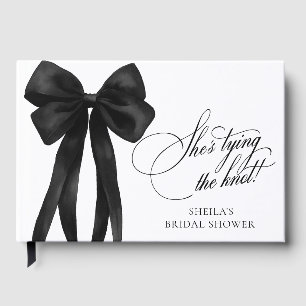 Black Bow She's Tying The Knot Bridal Shower Guest Book