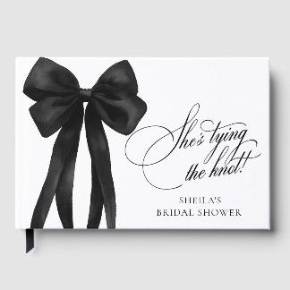 Black Bow She's Tying The Knot Bridal Shower Guest Book