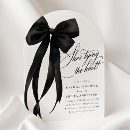 Black Bow She's Tying The Knot Bridal Shower Invit Invitation