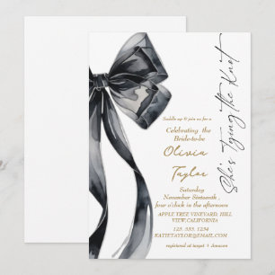 Black Bow She's Tying the Knot Bridal Shower  Invitation