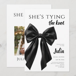 Black Bow She's Tying The Knot Bridal Shower Invitation