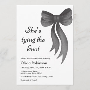 Black Bow She's Tying the Knot Bridal Shower  Invitation