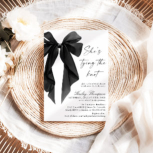 Black Bow She's Tying The Knot Bridal Shower Invitation