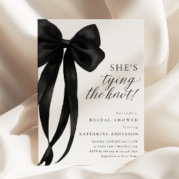 Black Bow She's Tying The Knot Bridal Shower Invitation