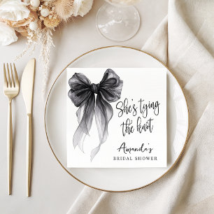 Black Bow Shes Tying The Knot Bridal Shower Napkin