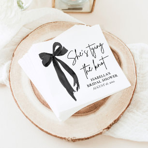 Black Bow She's Tying the Knot Bridal Shower  Napkin