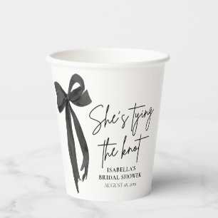 Black Bow She's Tying the Knot Bridal Shower Paper Cups
