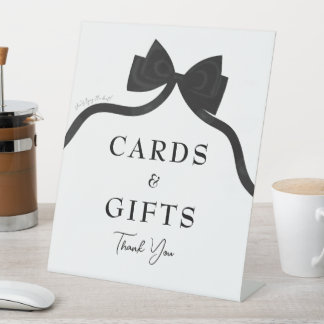 Black bow she's tying the knot bridal shower pedestal sign