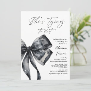 Black Bow She's Tying the Knot Bridal Shower Photo Invitation