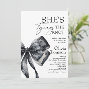 Black Bow She's Tying the Knot Bridal Shower Photo Invitation