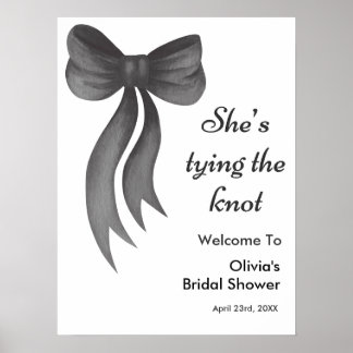 Black Bow She's Tying the Knot Bridal Shower  Poster