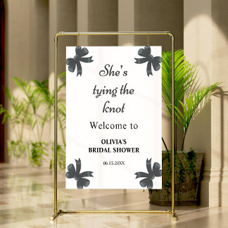 Black Bow She's Tying The Knot Bridal Shower Poster