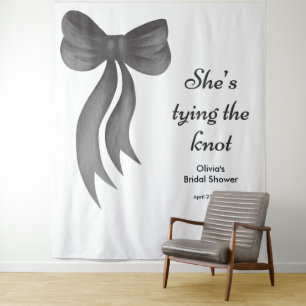 Black Bow She's Tying the Knot Bridal Shower  Tapestry