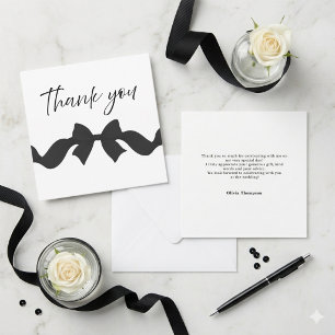 Black Bow She's Tying the Knot Bridal Shower Thank You Card