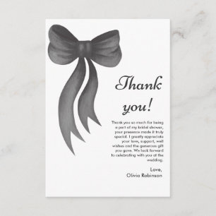 Black Bow She's Tying the Knot Bridal Shower  Thank You Card