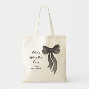 Black Bow She's Tying the Knot Bridal Shower  Tote Bag