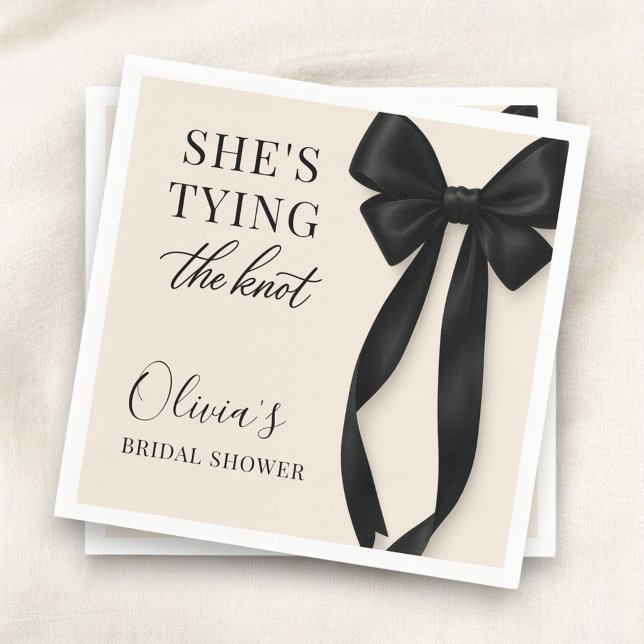 Black Bow She's Tying The Knot Party Napkin (Creator Uploaded)