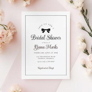 Black Bow Simple Elegant Bridal Shower Invitation