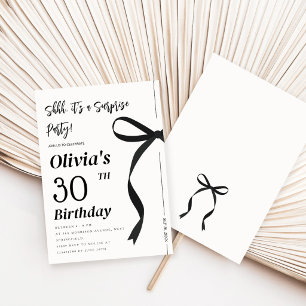 Black Bow Surprise Adult Birthday Party Invitation