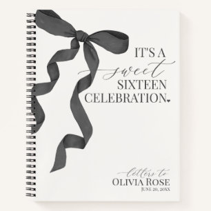 Black Bow Sweet 16 Letters to Birthday Girl Notebook