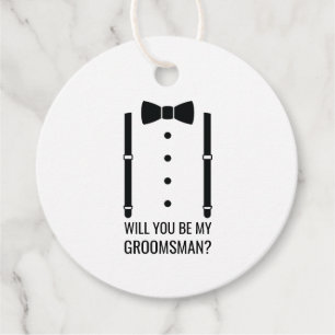 Black Bow Tie Personalized Groomsman Proposal Favour Tags