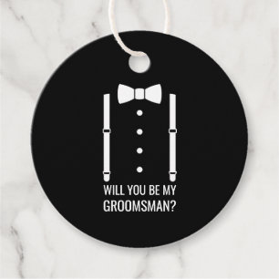 Black Bow Tie Personalized Groomsman Proposal Favour Tags