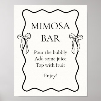 Black Bow Tie the Knot Bridal Shower Mimosa Bar Poster