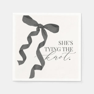 Black Bow Tying the Knot Bridal Shower Decor Napkin