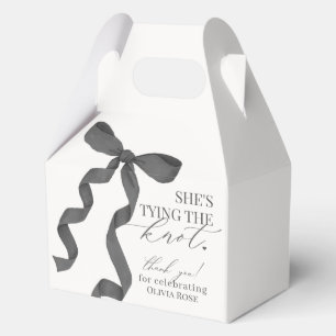 Black Bow Tying the Knot Bridal Shower Gift Favor Box