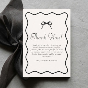 Black Bow Tying the Knot Bridal Shower Thank You Card