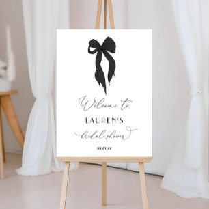 Black Bow Tying The Knot Bridal Shower Welcome Poster