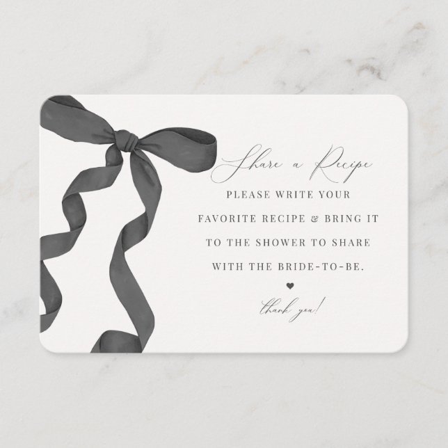 Black Bow Tying the Knot Share a Recipe insert (Front)