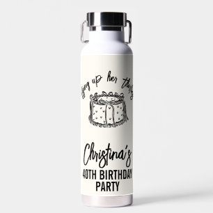 Black Bow Tying Up Her Thirties 40th Birthday Water Bottle