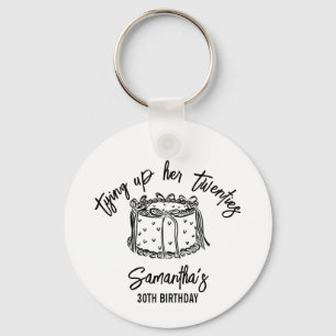 Black Bow Tying Up Her Twenties 30th Birthday Keychain