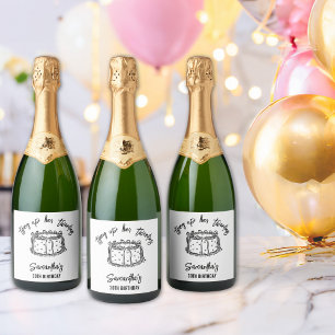 Black Bow Tying Up Her Twenties 30th Birthday Sparkling Wine Label