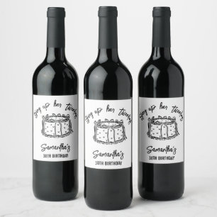 Black Bow Tying Up Her Twenties 30th Birthday  Wine Label