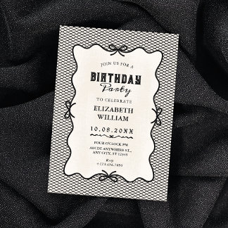 Black bow vintage invitation
