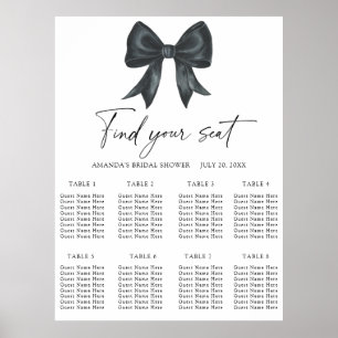 Black Bow Wedding seating chart
